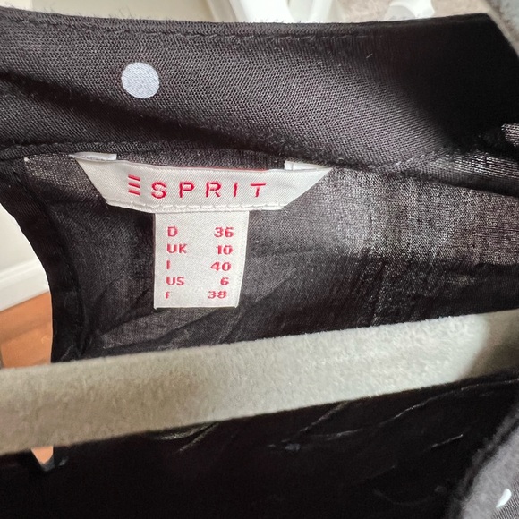 Esprit Black Polka Dot Long-sleeved Blouse Size 6 - Picture 3 of 3